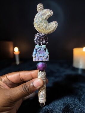 Handcrafted Iridescent Moon & Castle Bedazzled Stylus